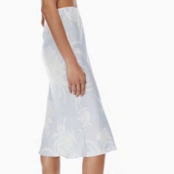 Aritiza Babaton satin slip midi skirt in colour cement bl/summer snow size 12 - Picture 2 of 9